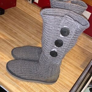 UGG Grey Cardi Knit Button Boots